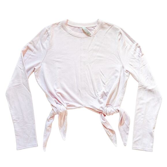 Athleta Samara Side Tie Sweatshirt Lightweight Pink Crewneck Top Activewear - Picture 1 of 7